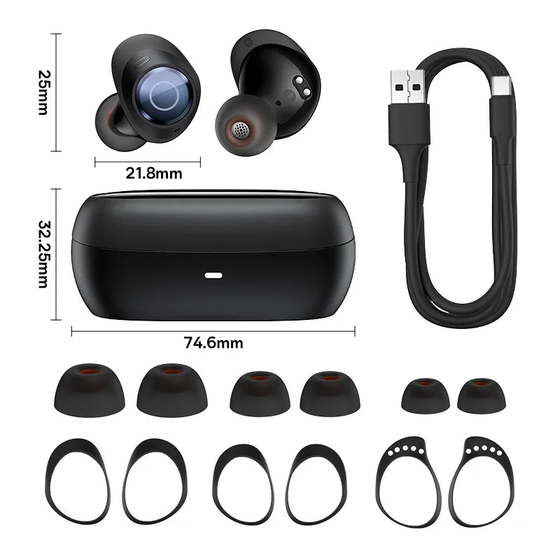 Baseus Bowie MA10 Pro Wireless Earphones 48dB Active Noise Cancellation 5.3 Earbuds 40H Battery Life IPX6 Waterproof