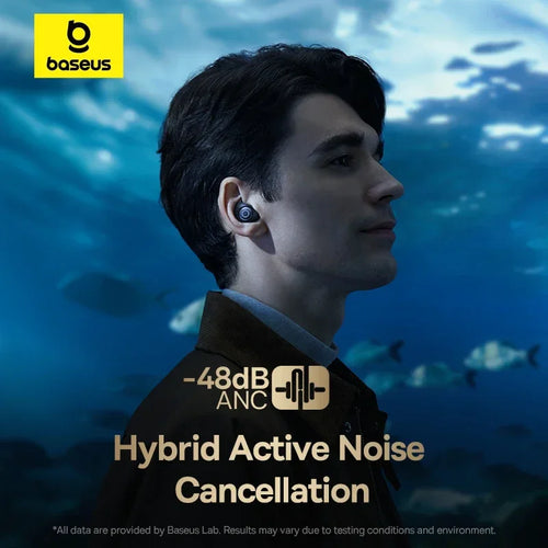 Baseus Bowie MA10 Pro Wireless Earphones 48dB Active Noise Cancellation 5.3 Earbuds 40H Battery Life IPX6 Waterproof
