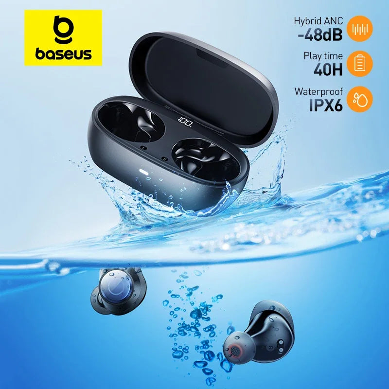Baseus Bowie MA10 Pro Wireless Earphones 48dB Active Noise Cancellation  5.3 Earbuds 40H Battery Life IPX6 Waterproof