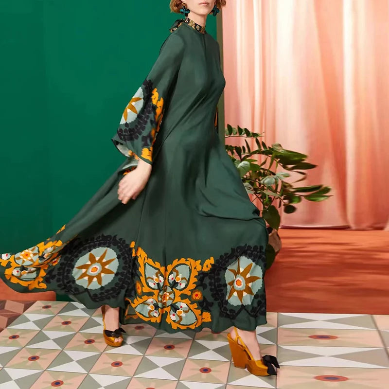 Retro Floral Ethnic Long Dress