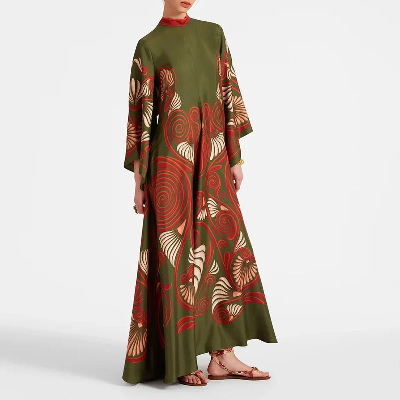 Retro Floral Ethnic Long Dress