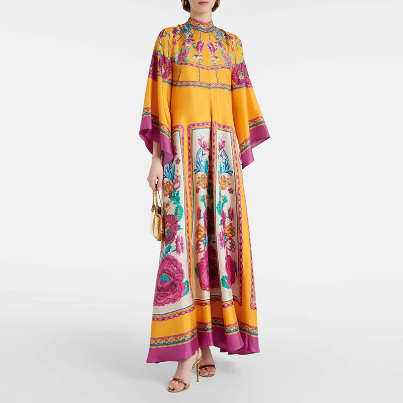 Retro Floral Ethnic Long Dress