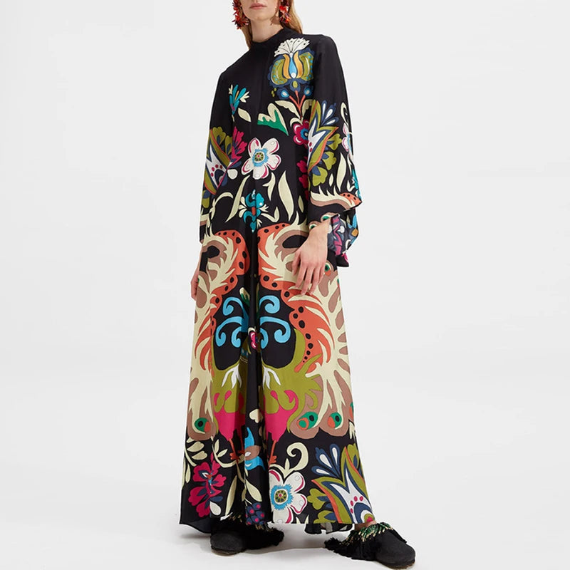 Retro Floral Ethnic Long Dress