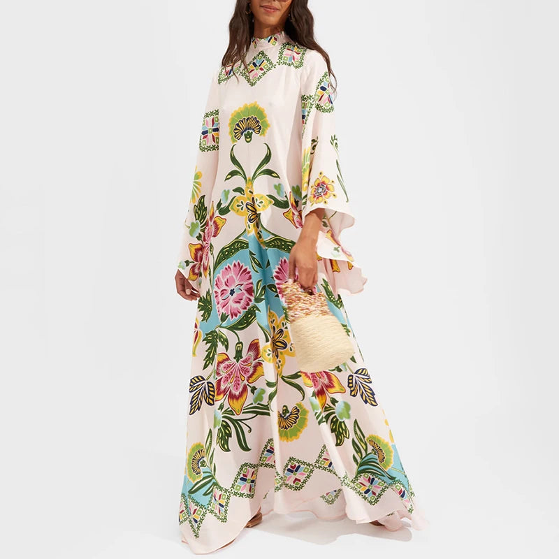 Retro Floral Ethnic Long Dress