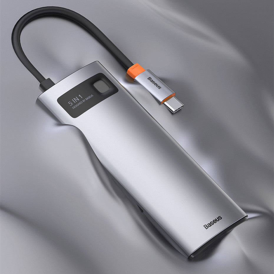 Baseus Metal Gleam Series 5 in 1 Multifunctional Type C HUB Docking Station Gray 30Hz Version